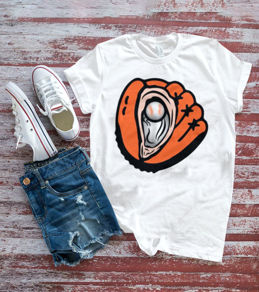 Chesapeake Oyster Catchers Baseball Glove And Pearl T-Shirt