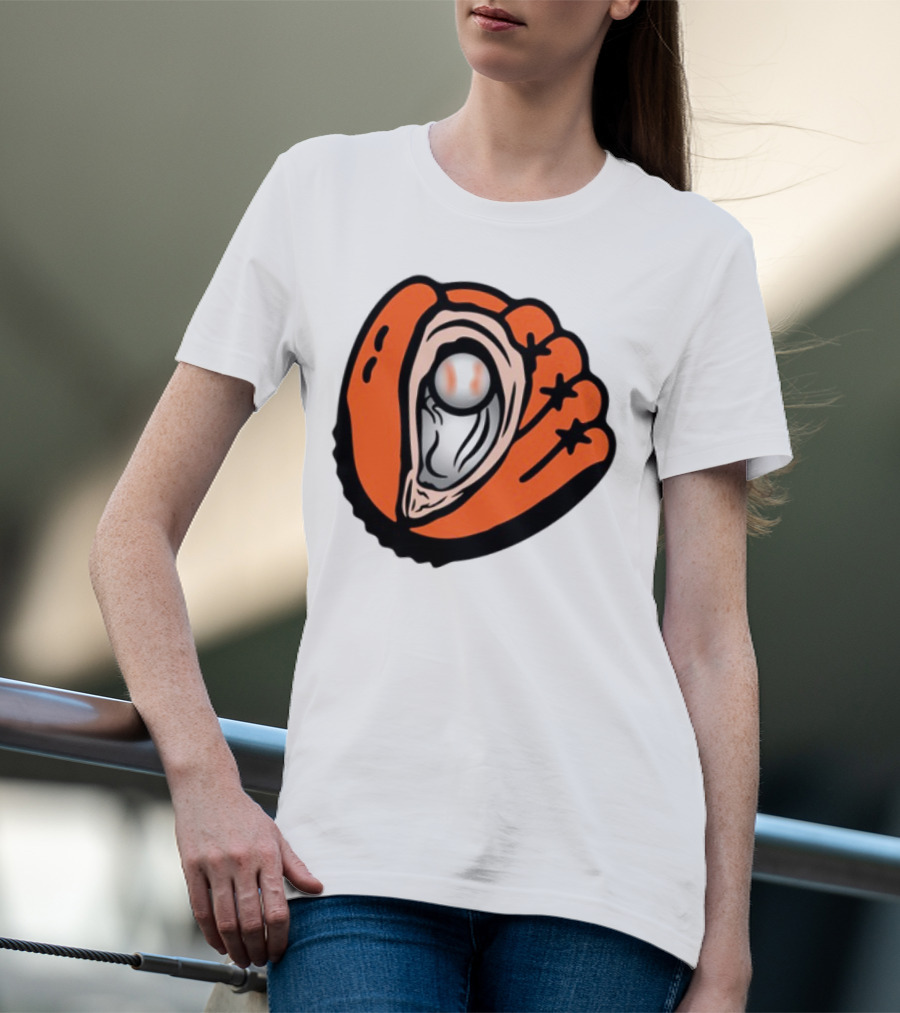 Chesapeake Oyster Catchers Baseball Glove And Pearl T-Shirt