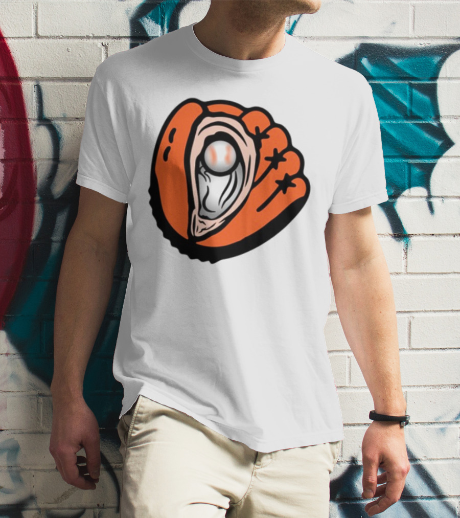Chesapeake Oyster Catchers Baseball Glove And Pearl T-Shirt