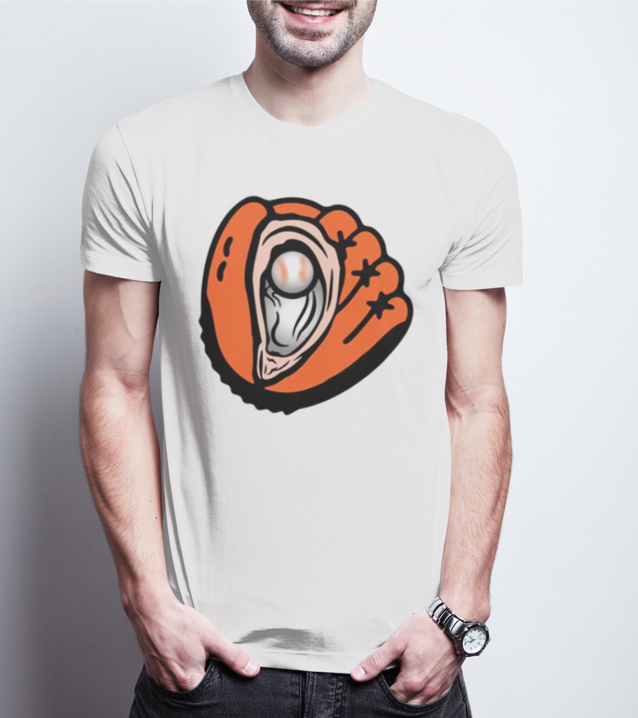 Chesapeake Oyster Catchers Baseball Glove And Pearl T-Shirt