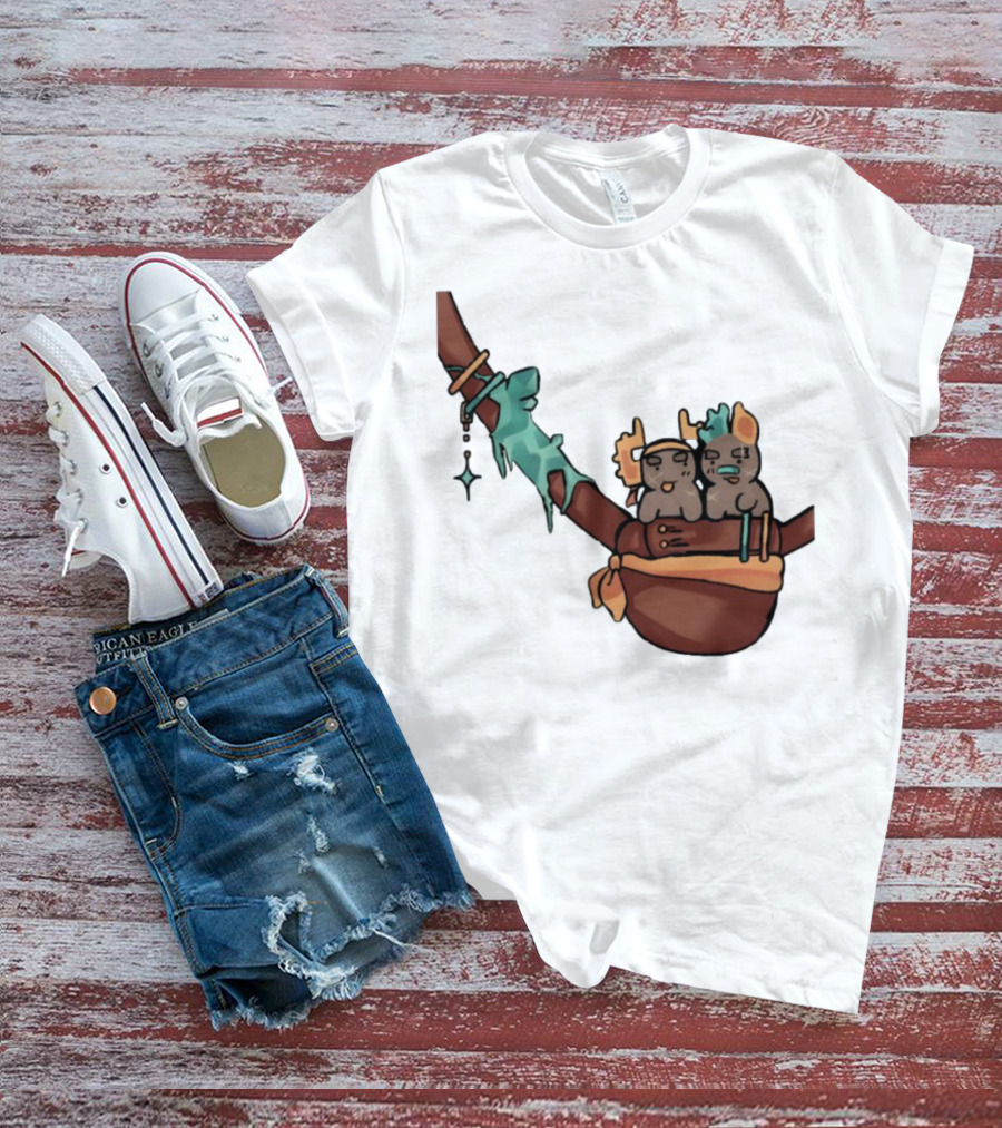 Coilpunk Steamcoil Phighting Cute Duo In Bag With Antlers And Spear T-Shirt