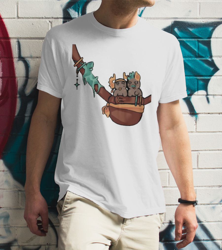 Coilpunk Steamcoil Phighting Cute Duo In Bag With Antlers And Spear T-Shirt