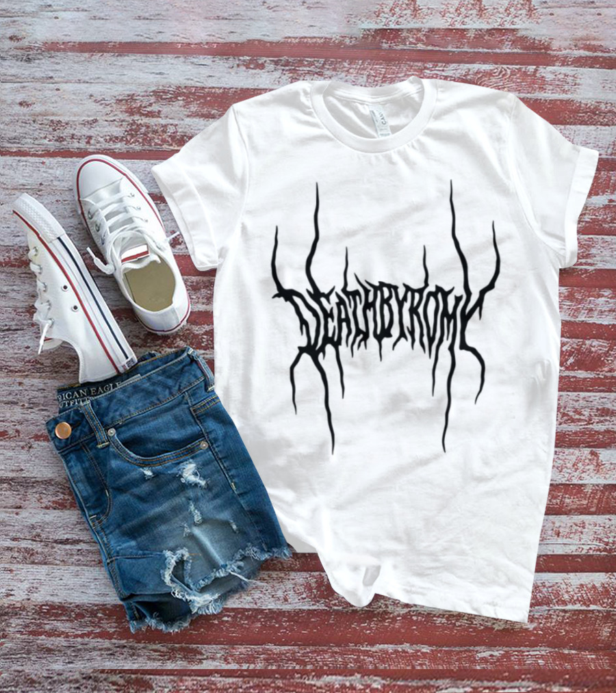 Deathbyromy Distorted Text Emblem Design T-Shirt