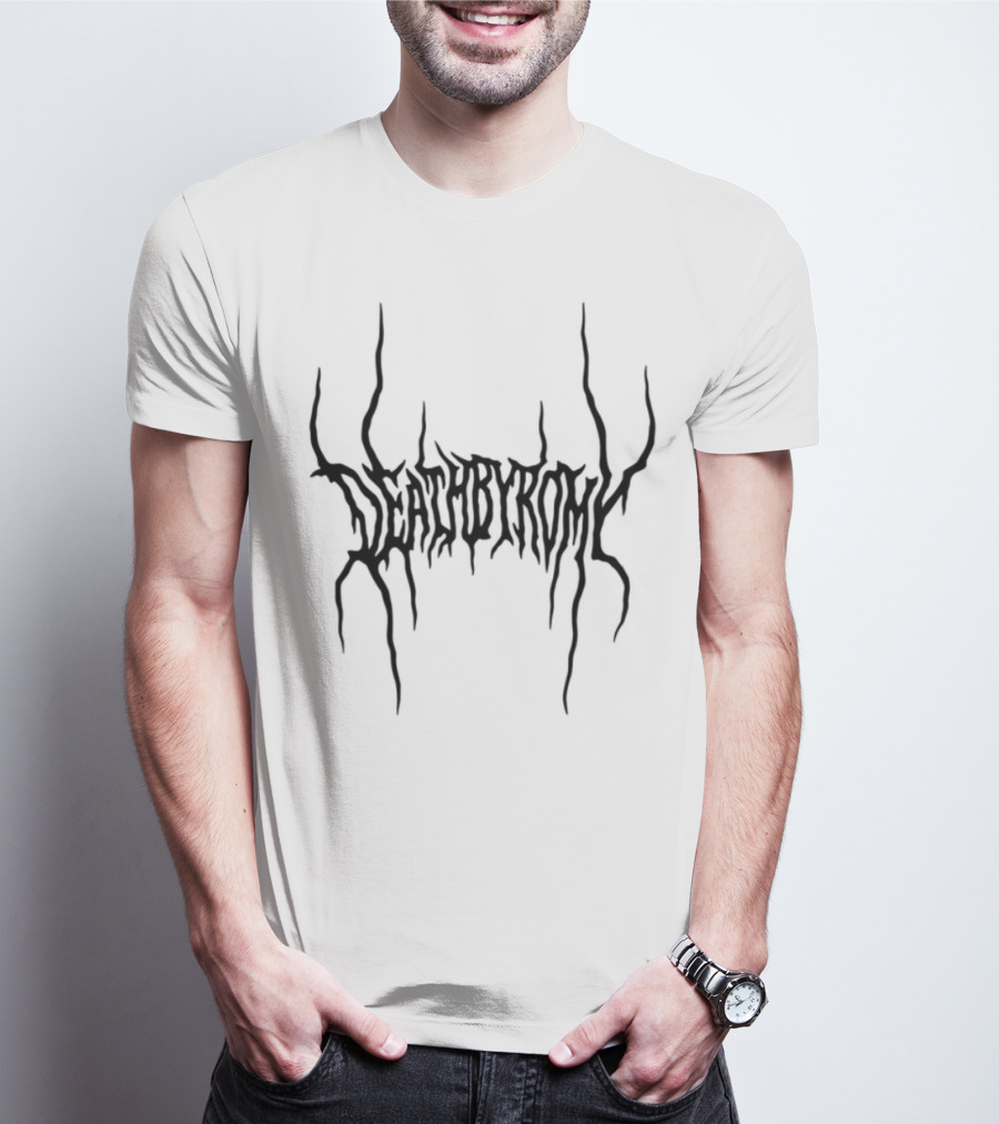 Deathbyromy Distorted Text Emblem Design T-Shirt