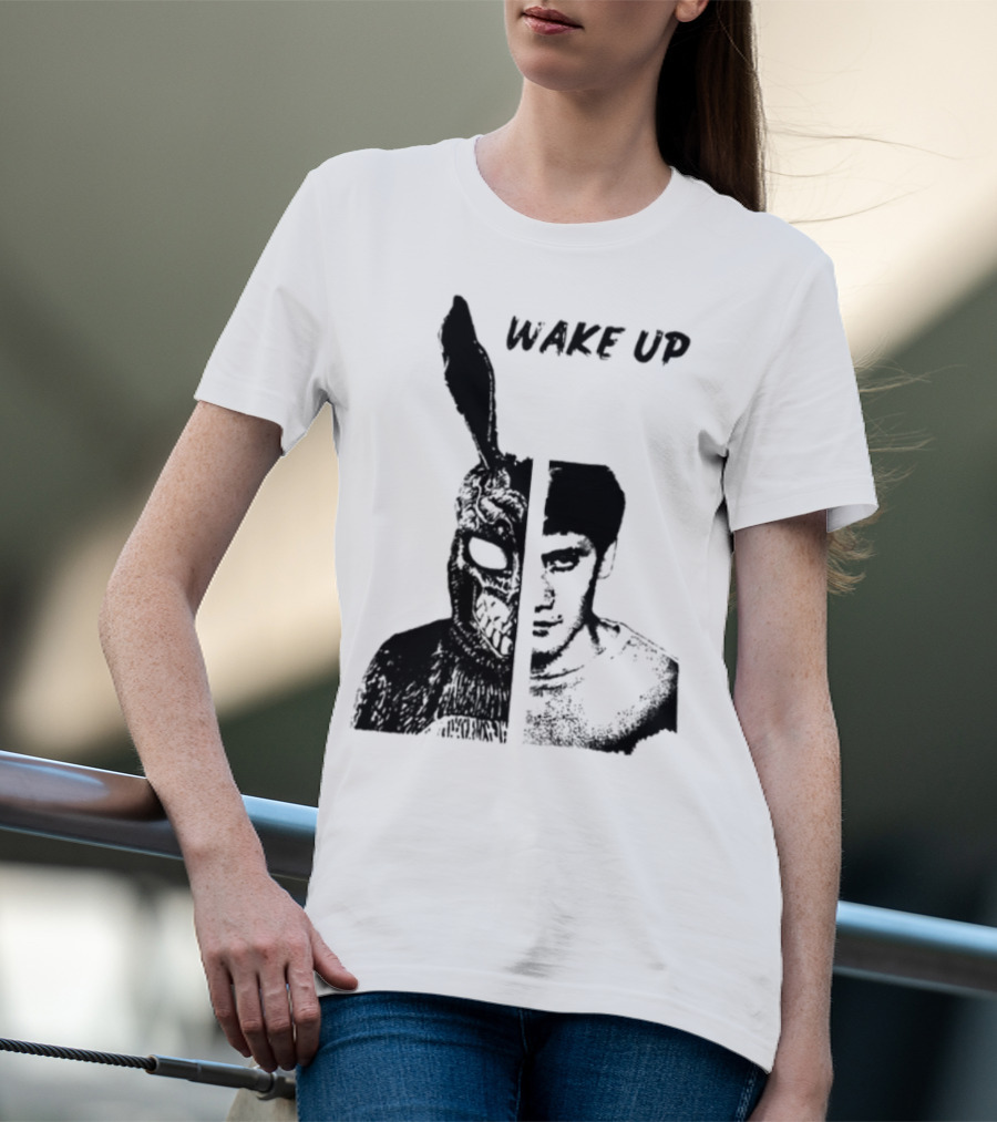 Donnie Darko Wake Up Split Face Frank And Donnie Portrait T-Shirt