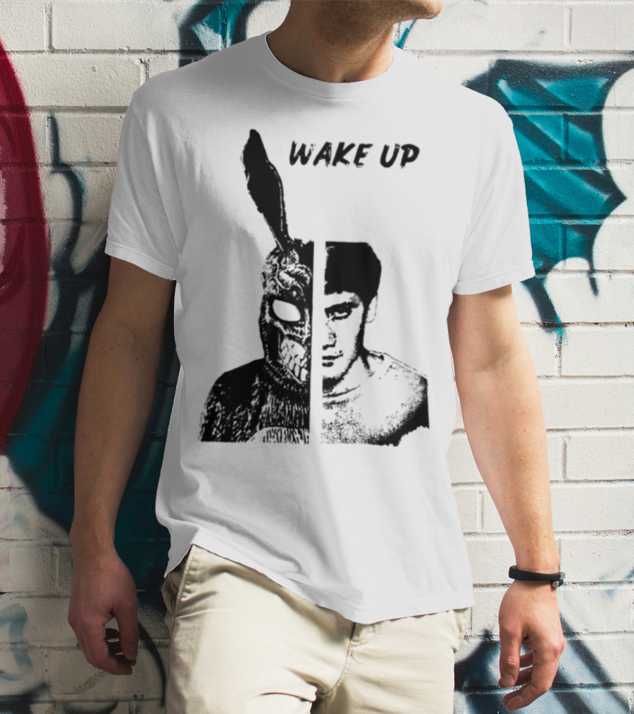 Donnie Darko Wake Up Split Face Frank And Donnie Portrait T-Shirt