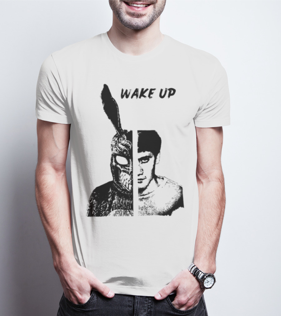 Donnie Darko Wake Up Split Face Frank And Donnie Portrait T-Shirt