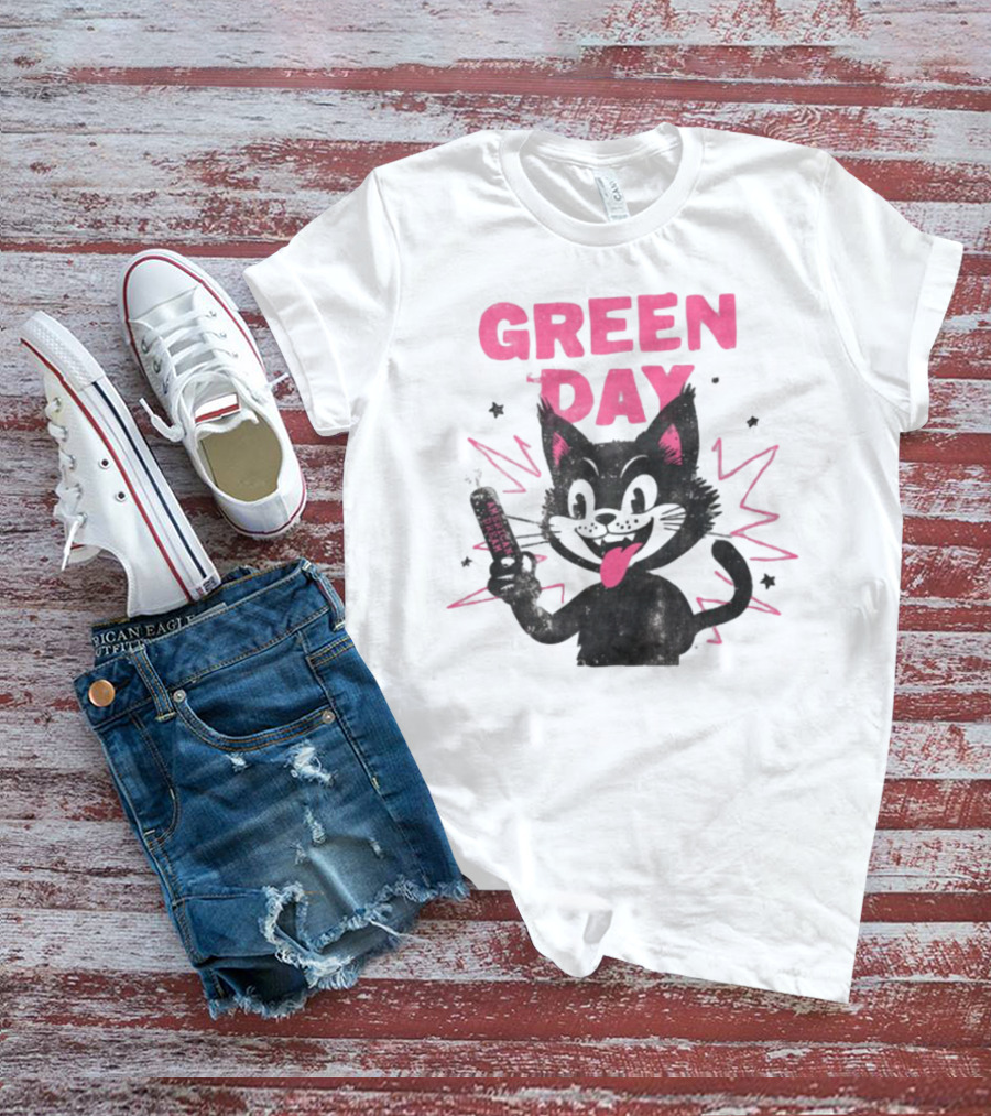 Green Day Dynamite Cartoon Cat Explosion T-Shirt
