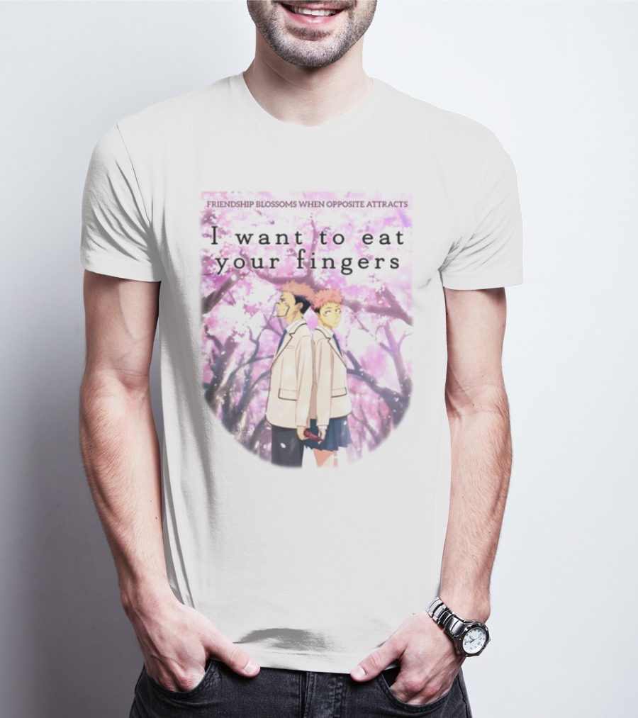 Friendship Blossoms When Opposites Attract I Want To Eat Your Fingers Anime Scene T-Shirt