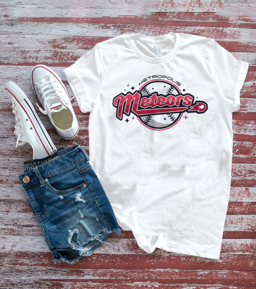 Metropolis Meteors Baseball Team Emblem Logo T-Shirt
