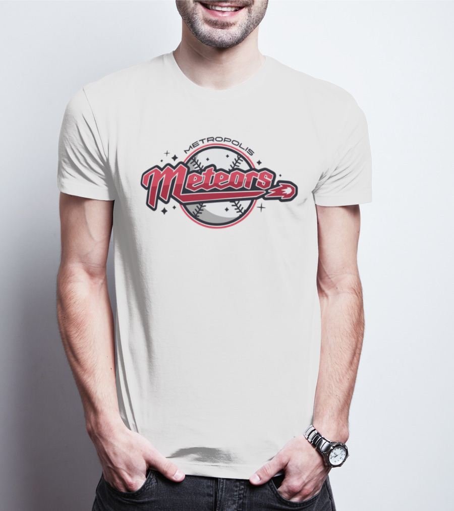Metropolis Meteors Baseball Team Emblem Logo T-Shirt