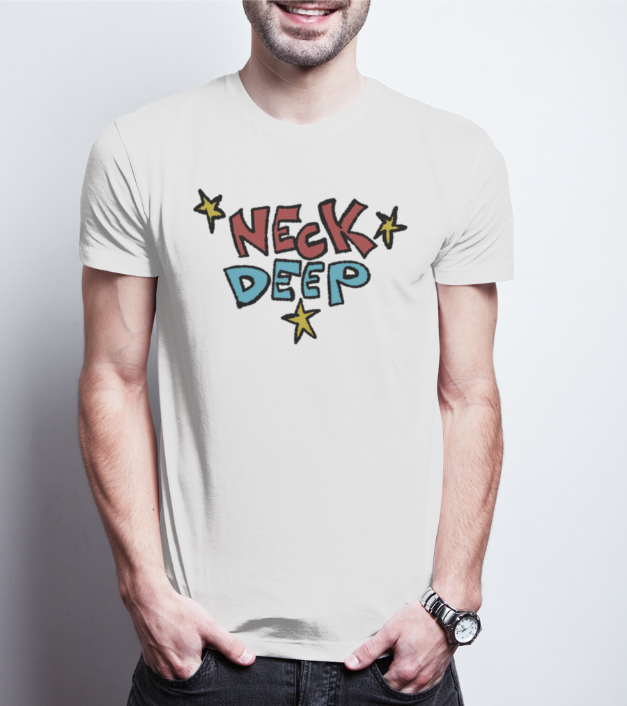 Neck Deep World Exclusive Stars Red Blue Text T-Shirt