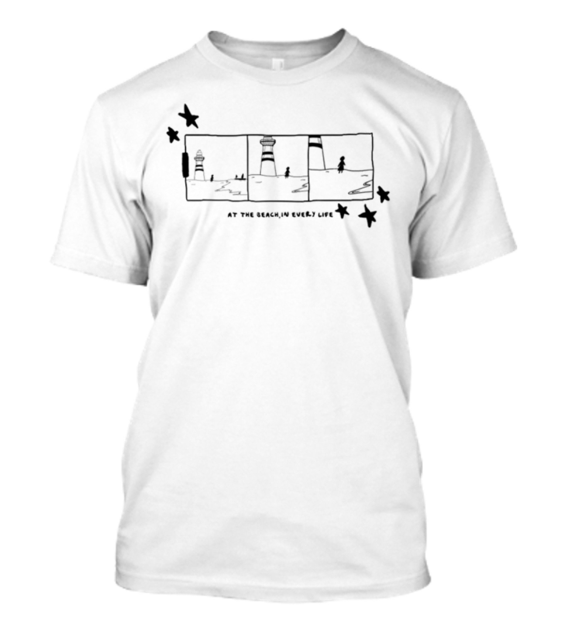 Gigi Perez Lighthouse Panel Yellow Lighthouse Ocean Scene T-Shirt