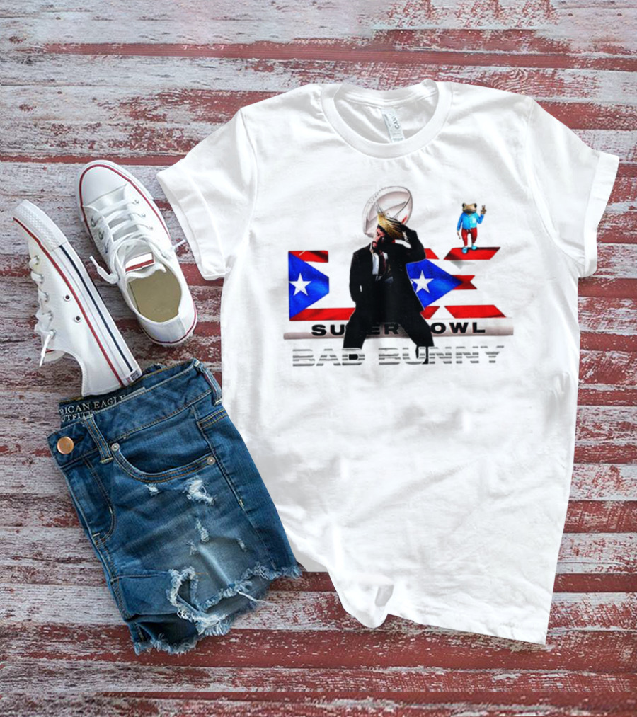 Bad Bunny Super Bowl Halftime 2026 Puerto Rico Flag Iconic Performance T-Shirt