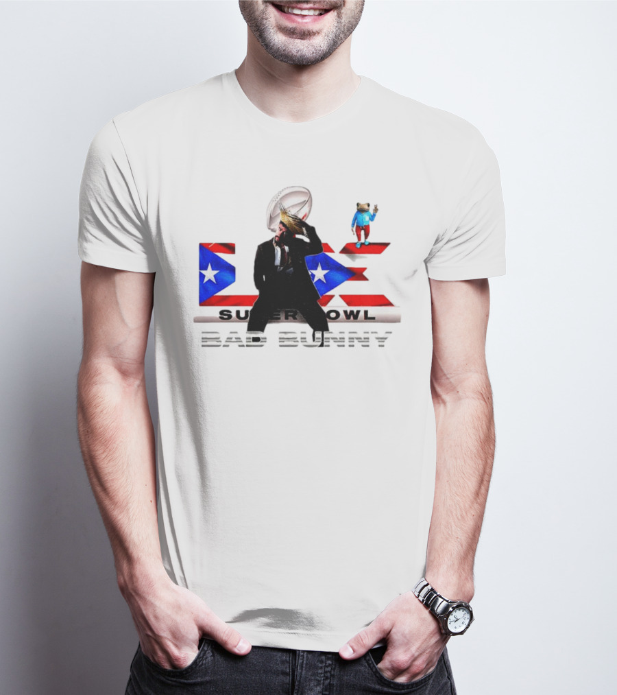 Bad Bunny Super Bowl Halftime 2026 Puerto Rico Flag Iconic Performance T-Shirt