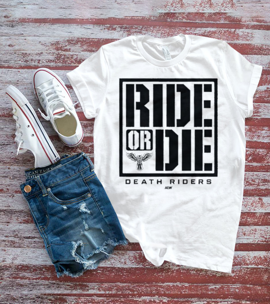 Death Riders Ride Or Die Skeleton Biker Gang AEW T-Shirt
