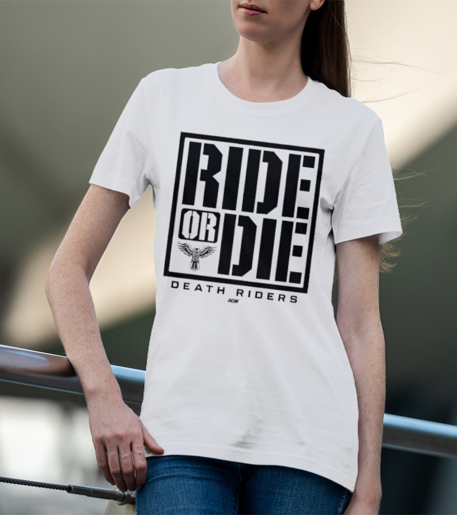 Death Riders Ride Or Die Skeleton Biker Gang AEW T-Shirt