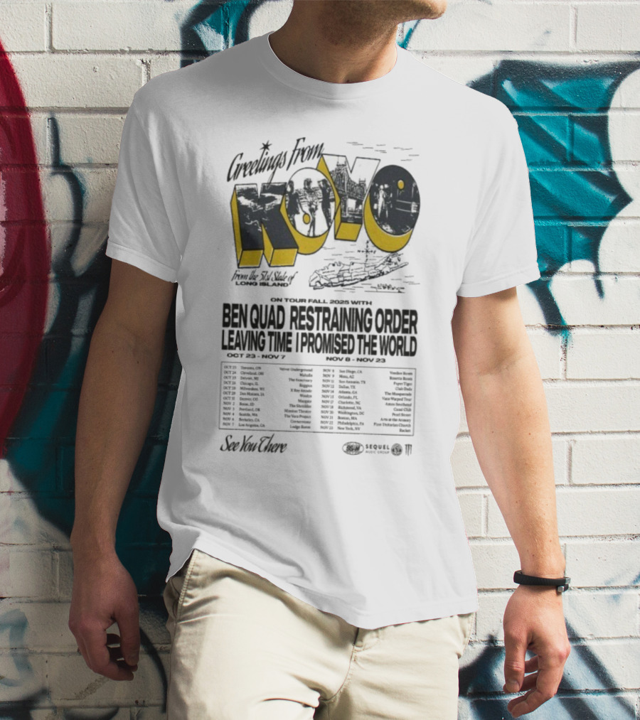 Greetings From Koyo Tour Fall 2025 Ben Quad Restraining Order Leaving Time I Promised The World T-Shirt