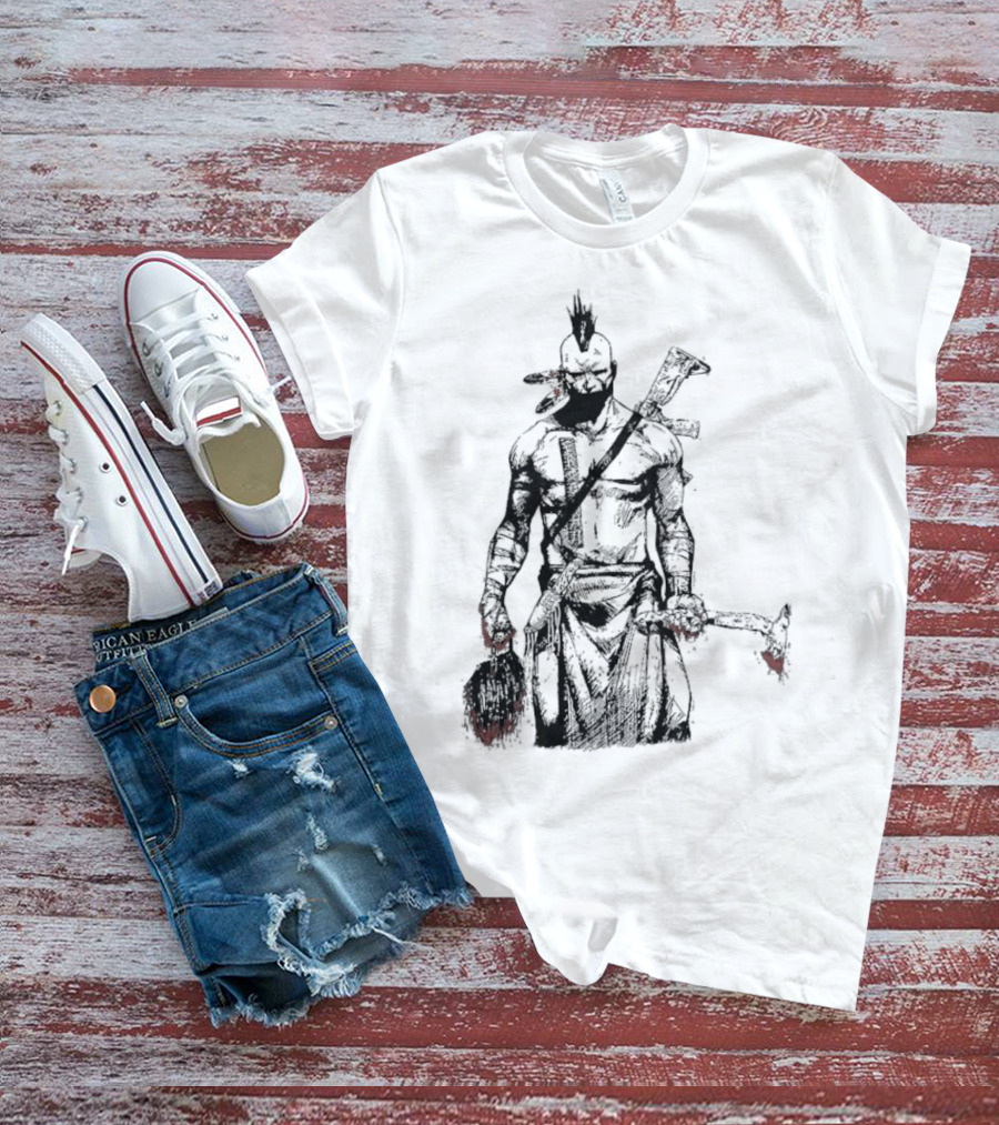 Half Face Blades Scalper Axe Warrior Style T-Shirt