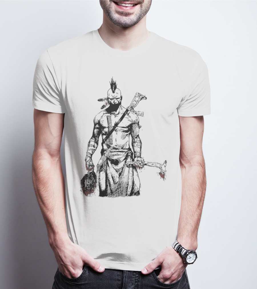 Half Face Blades Scalper Axe Warrior Style T-Shirt