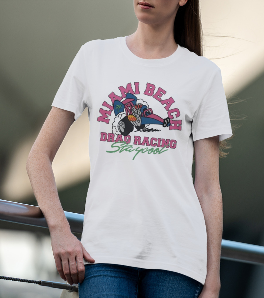 Miami Beach Drag Racing Staycool Racing Imagery T-Shirt