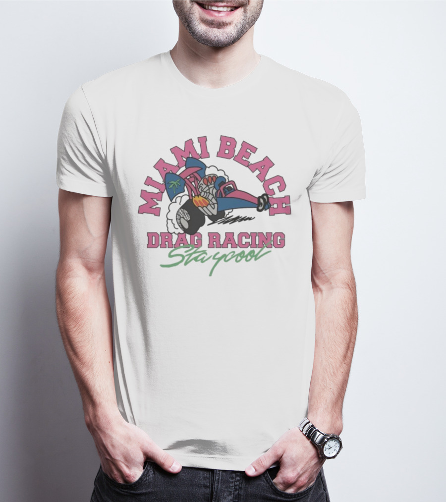 Miami Beach Drag Racing Staycool Racing Imagery T-Shirt