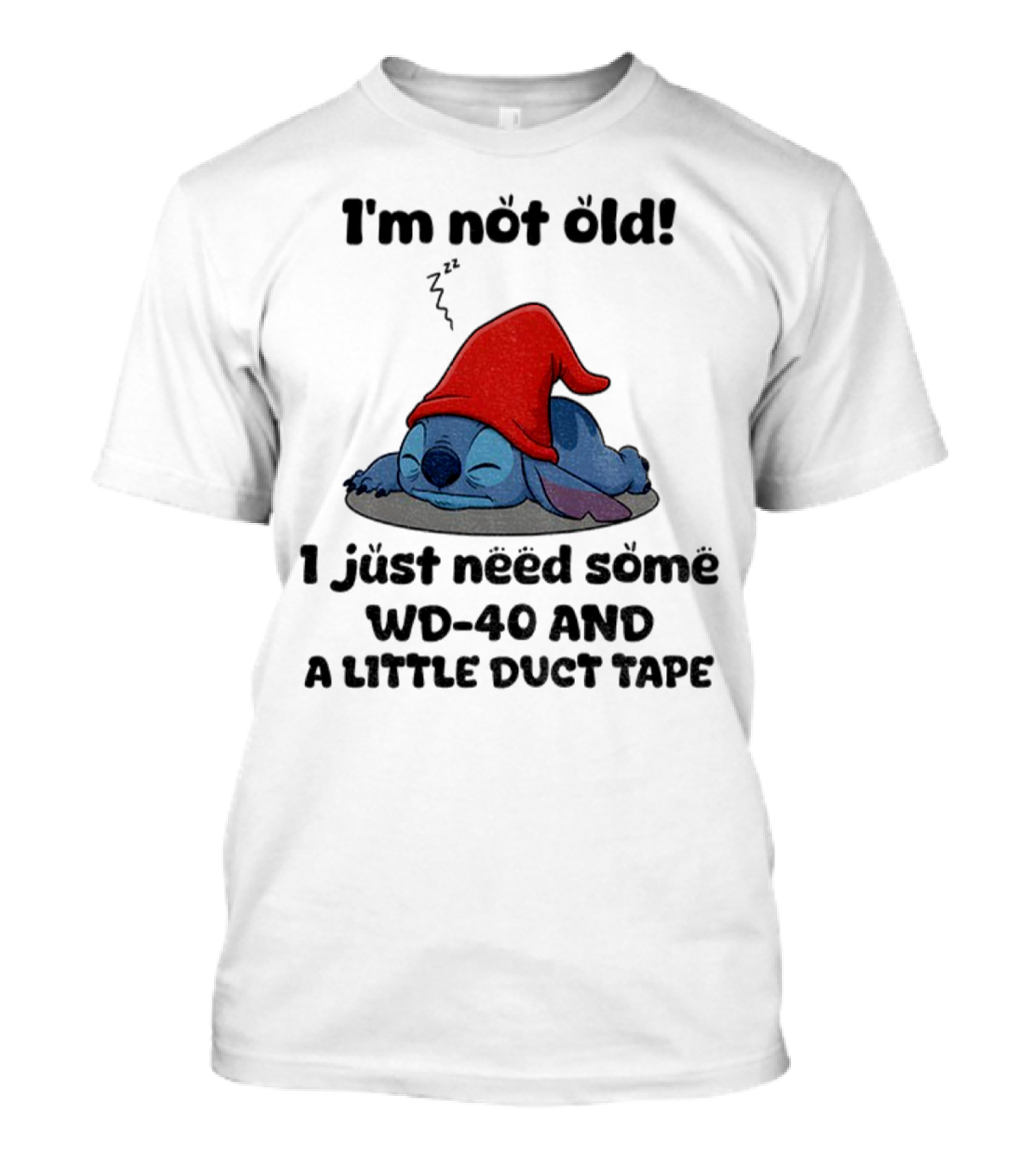 Stitch Sleepy Time WD-40 Duct Tape Humor T-Shirt