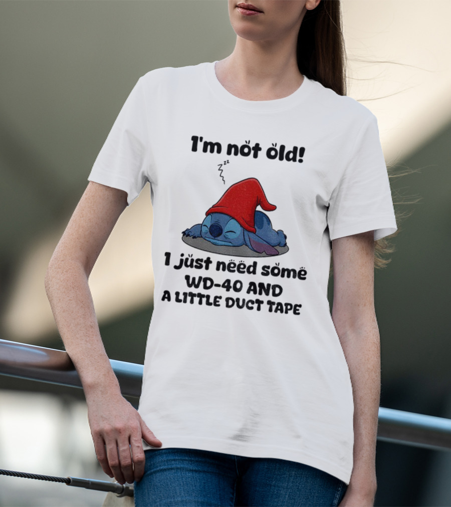 Stitch Sleepy Time WD-40 Duct Tape Humor T-Shirt