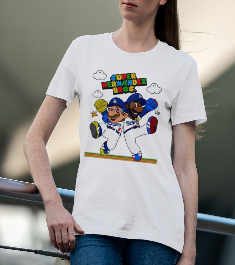 Super Hernández Bros Teoscar Kiké Let’s Go Dodgers Mario X Los Angeles Dodgers T-Shirt