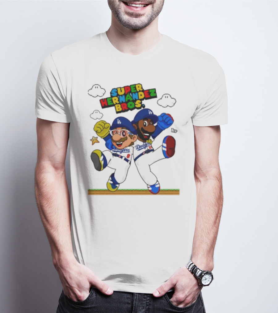 Super Hernández Bros Teoscar Kiké Let’s Go Dodgers Mario X Los Angeles Dodgers T-Shirt