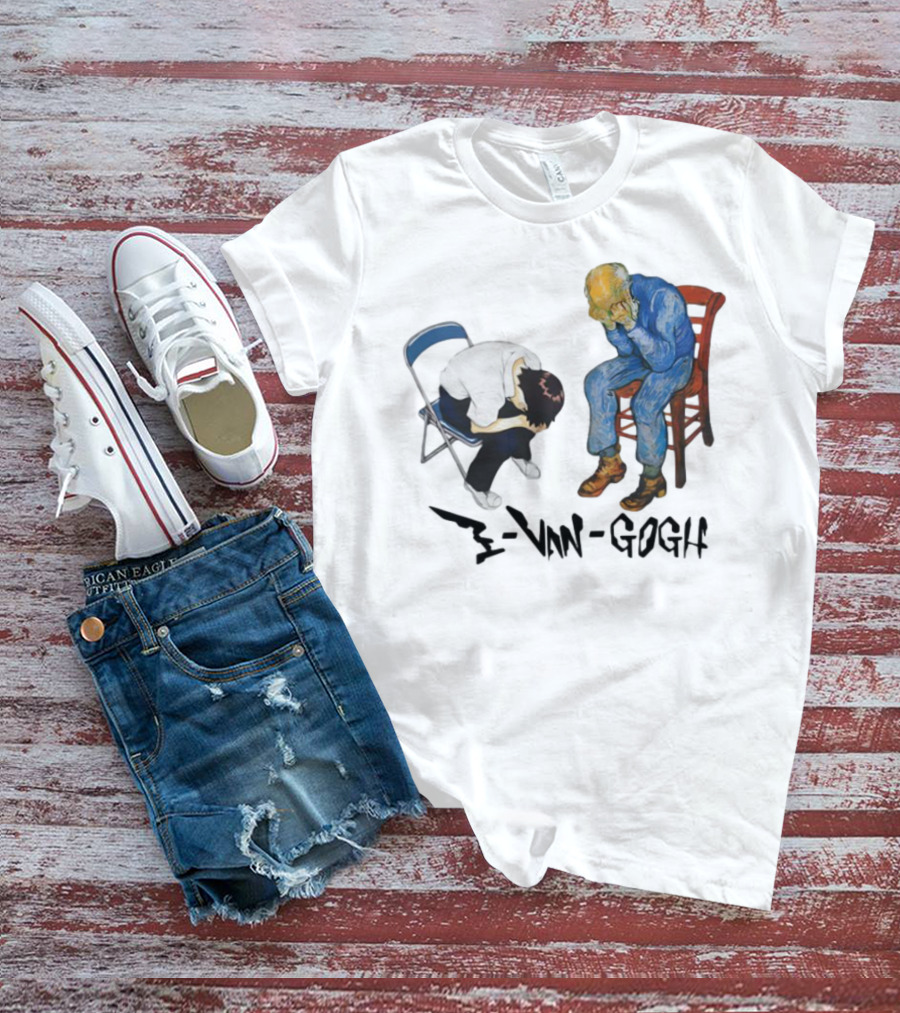 Evangogh Sadness Embrace Blue Figure Art Crossover T-Shirt