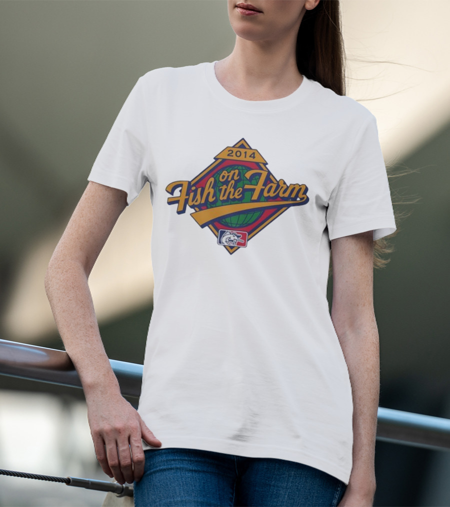 2014 Fish On The Farm Baseball With Global Earth And Whale Symbol T-Shirt