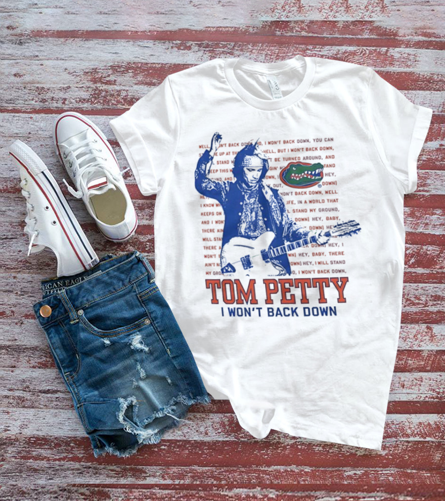 Florida Gators Tom Petty I Won't Back Down With Gator Logo T-Shirt