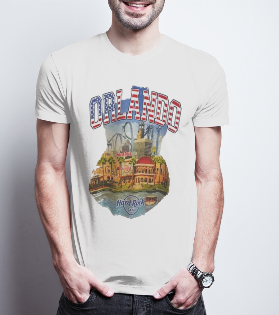 Hard Rock Cafe Orlando American Flag Skyline Roller T-Shirt