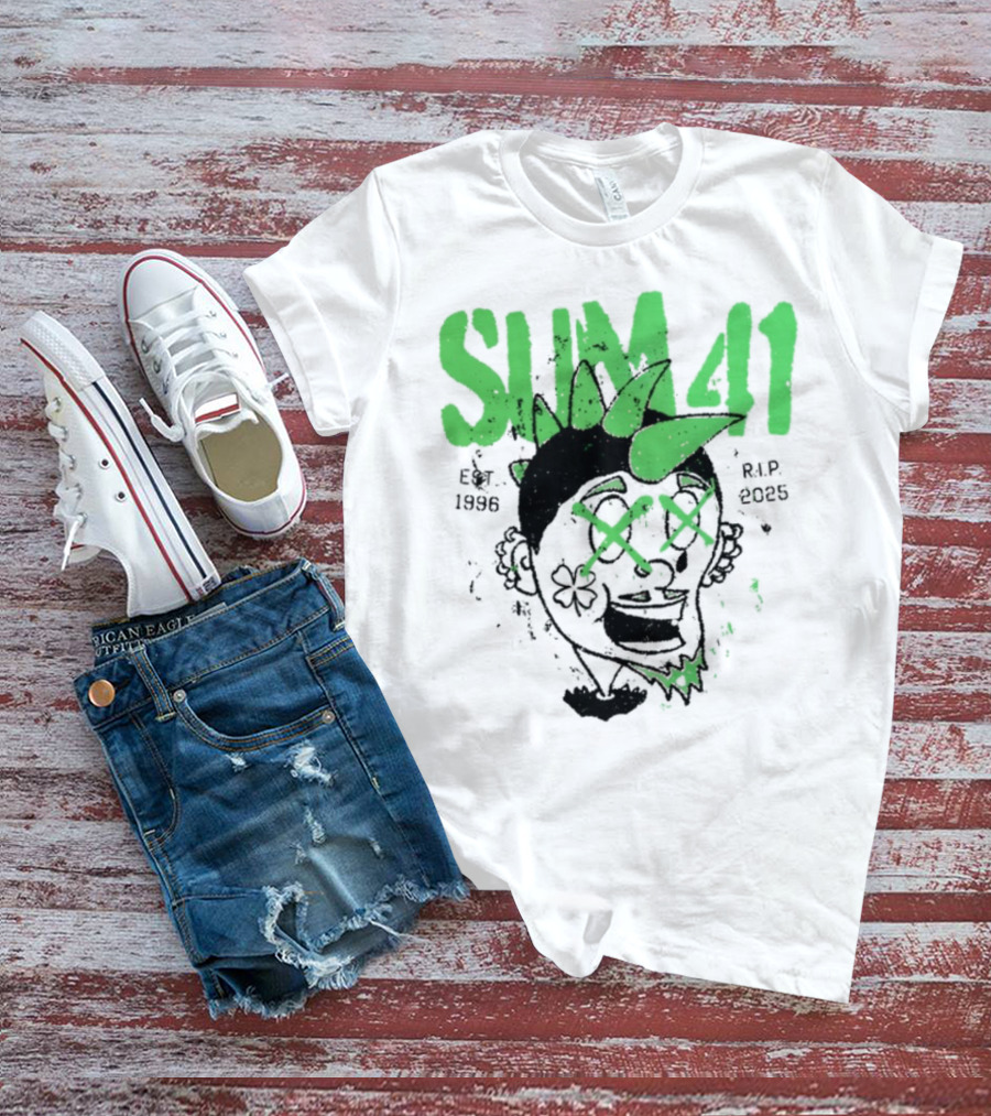 Sum41 St Patrick's Day Punk Skull Green Spikes T-Shirt