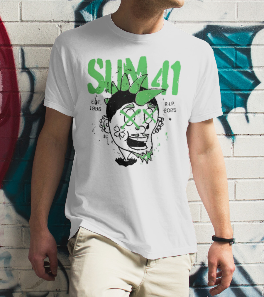 Sum41 St Patrick's Day Punk Skull Green Spikes T-Shirt