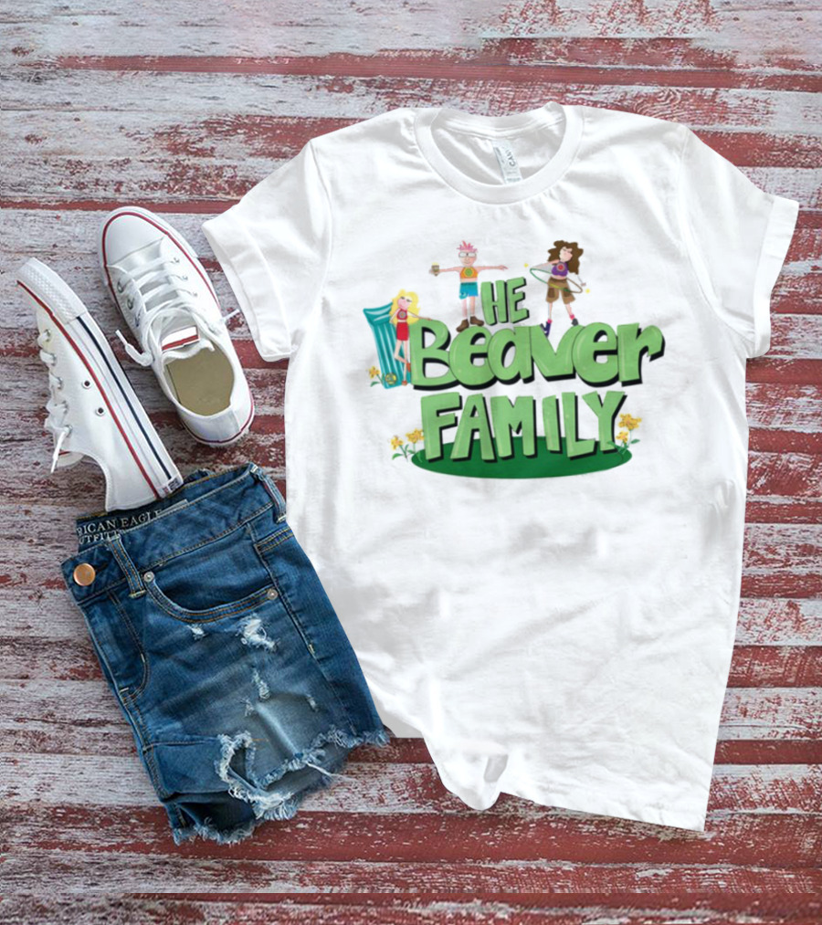 He Beaver Family Fun Characters With Flower Accents T-Shirt