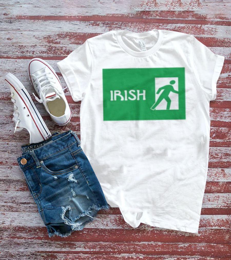 Emotionalclub Irish Exit Green Emergency Sign Style T-Shirt