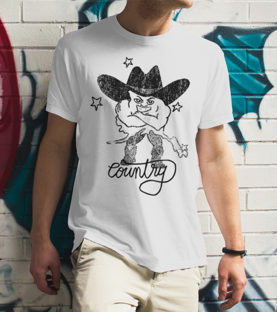 Weird Guy Cowboy With Guitar Retro Style T-Shirt