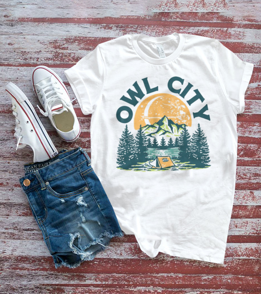Owl City Mountains Camping Under Moon St. Patrick's Day T-Shirt