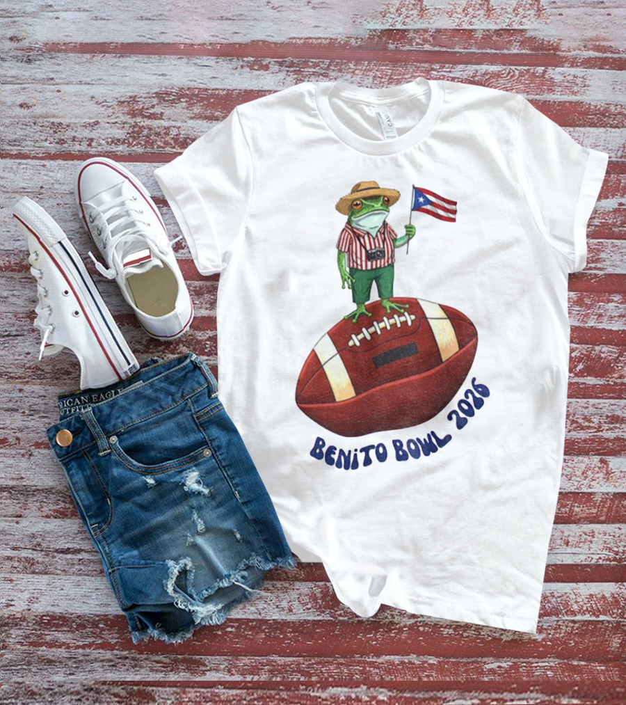 Bad Bunny Puerto Rico Frog Flag Benito Bowl 2026 Football T-Shirt