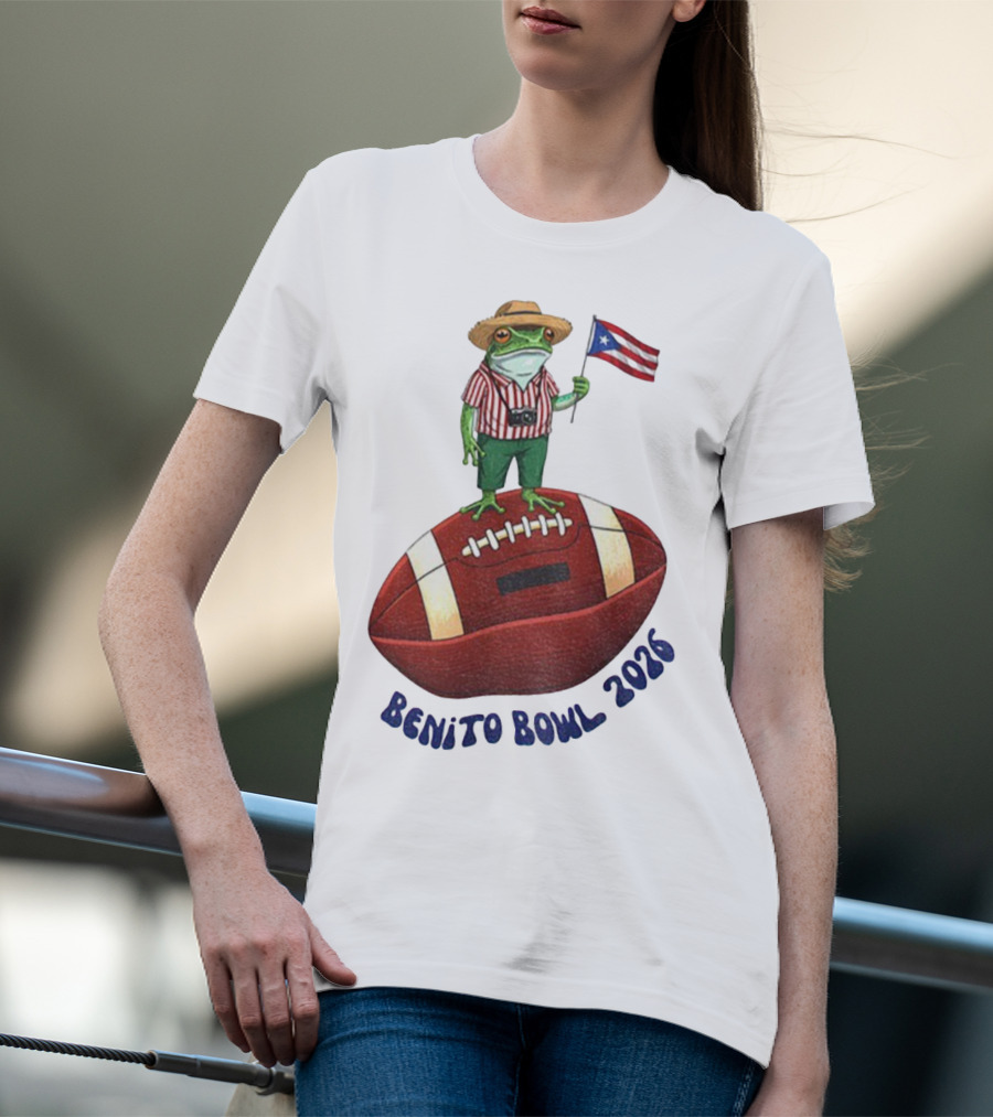 Bad Bunny Puerto Rico Frog Flag Benito Bowl 2026 Football T-Shirt