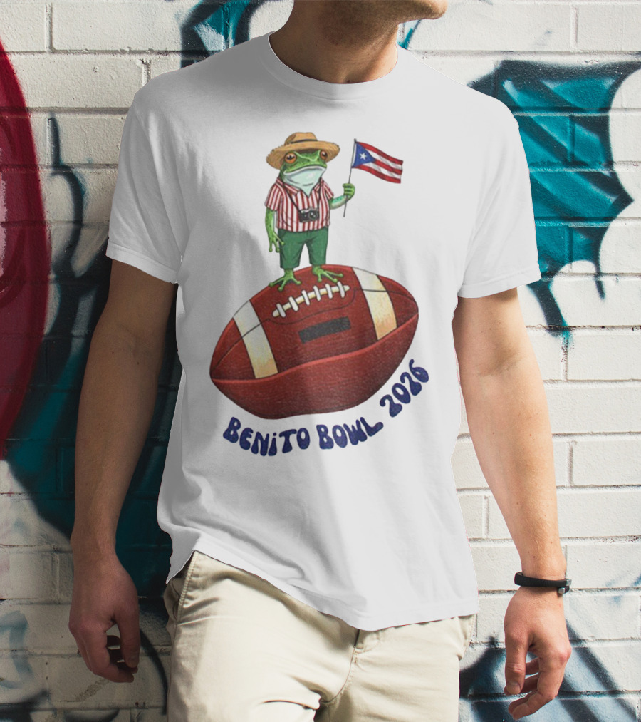 Bad Bunny Puerto Rico Frog Flag Benito Bowl 2026 Football T-Shirt