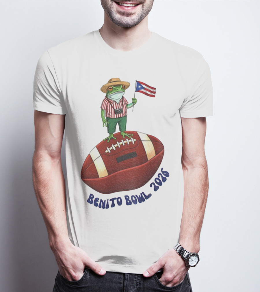 Bad Bunny Puerto Rico Frog Flag Benito Bowl 2026 Football T-Shirt