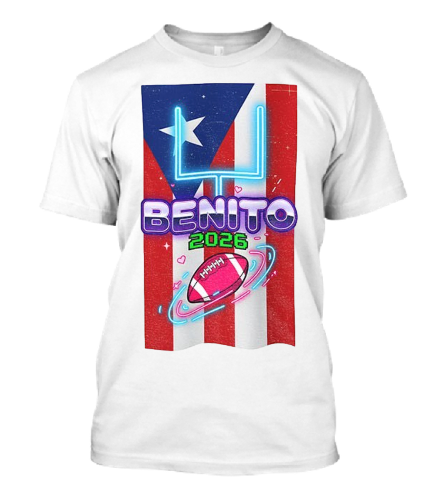 Benito 2026 Bad Bunny Super Bowl Halftime Show Fan Football Puerto Rico Flag T-Shirt
