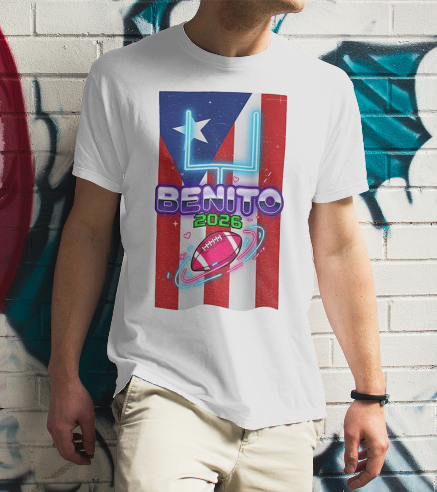 Benito 2026 Bad Bunny Super Bowl Halftime Show Fan Football Puerto Rico Flag T-Shirt