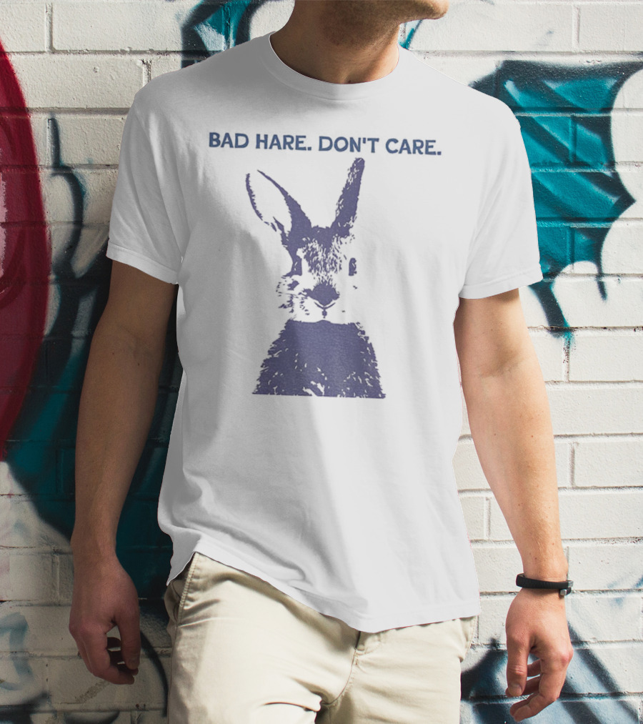 Funny Easter Bad Hare Don’t Care Vintage Rabbit Silhouette T-Shirt