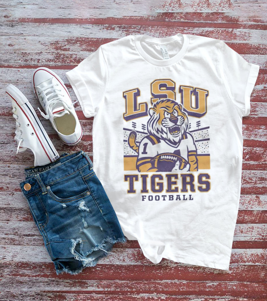 LSU Tigers Football Mike Mascot Stadium QB Number One T-Shirt