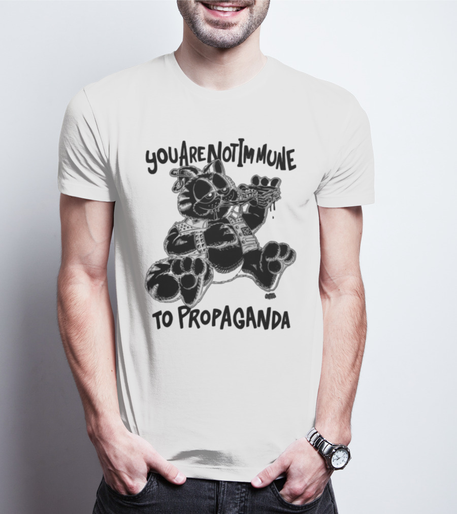 Punkwithacamera Cat With Pizza You Are Not Immune To Propaganda T-Shirt