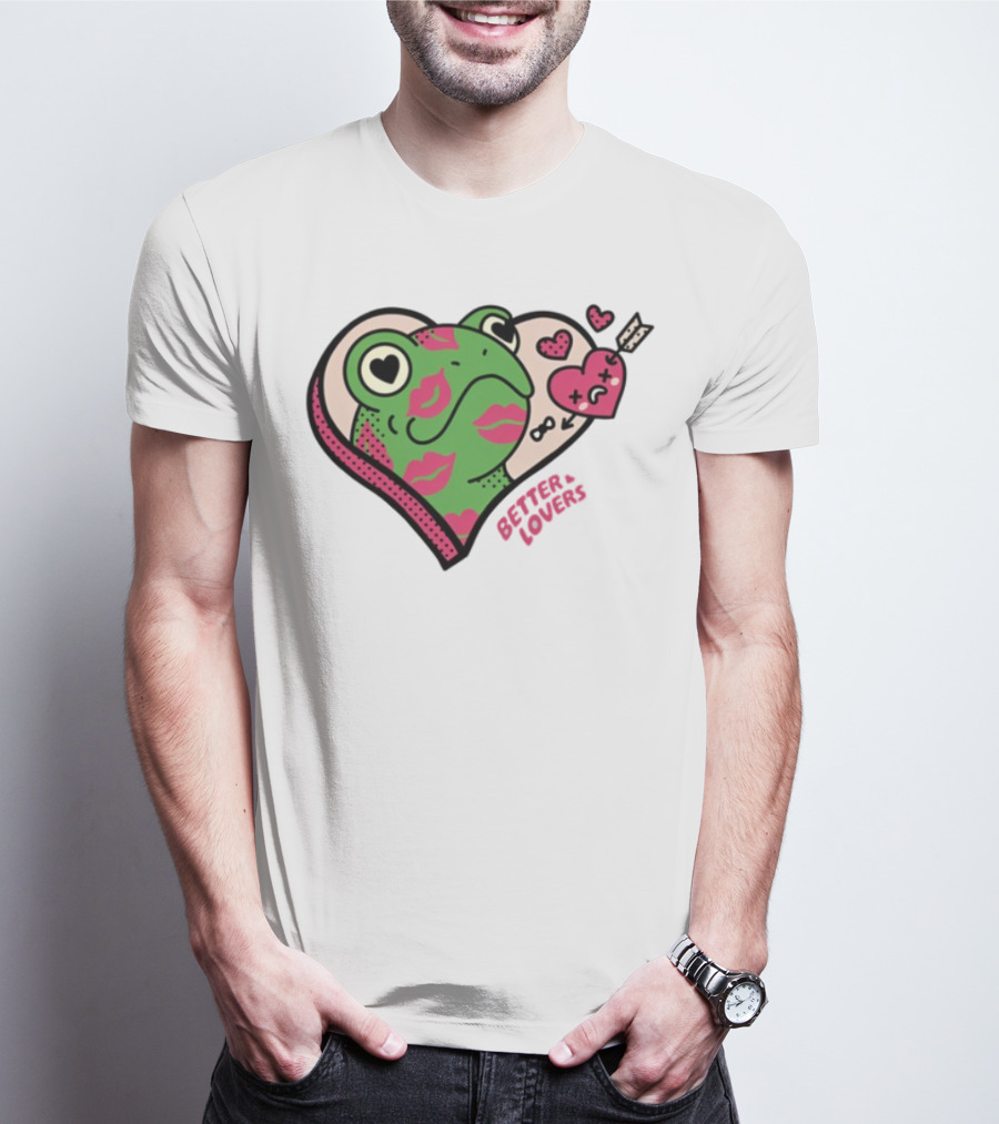 Better Lovers Love Frogs Heart Kisses Fun Graphic T-Shirt